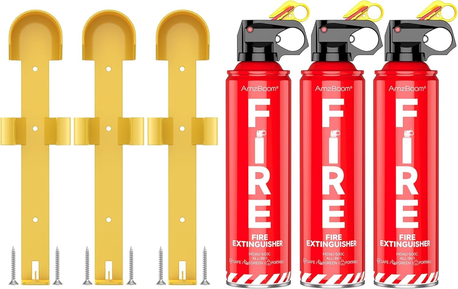 Lightweight Fire Extinguisher Set with Mounting Brackets – 3 Pack for All Fires