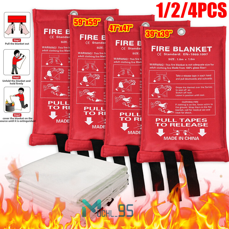 FIRE BLANKET Fiberglass Emergency Home Office Retardant Prepared 59”x59”,LARGE