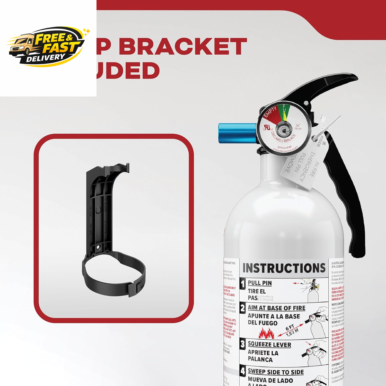 Fire Extinguisher for Vehicles, Cars, Trucks, Single-Use 5BC