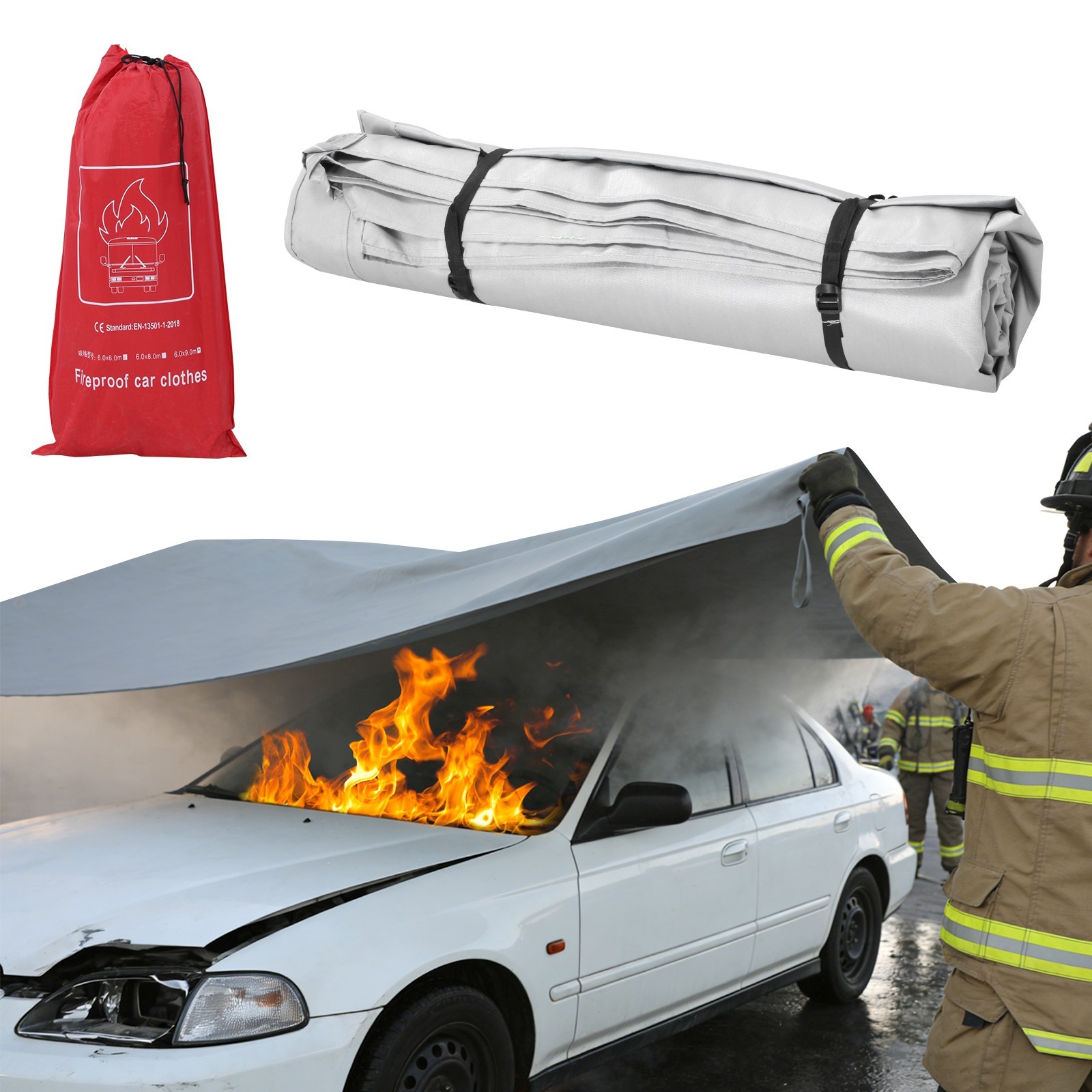 Large Car Fire Blanket, Emergency Fireproof Blankets, Fire Extinguisher Blanket