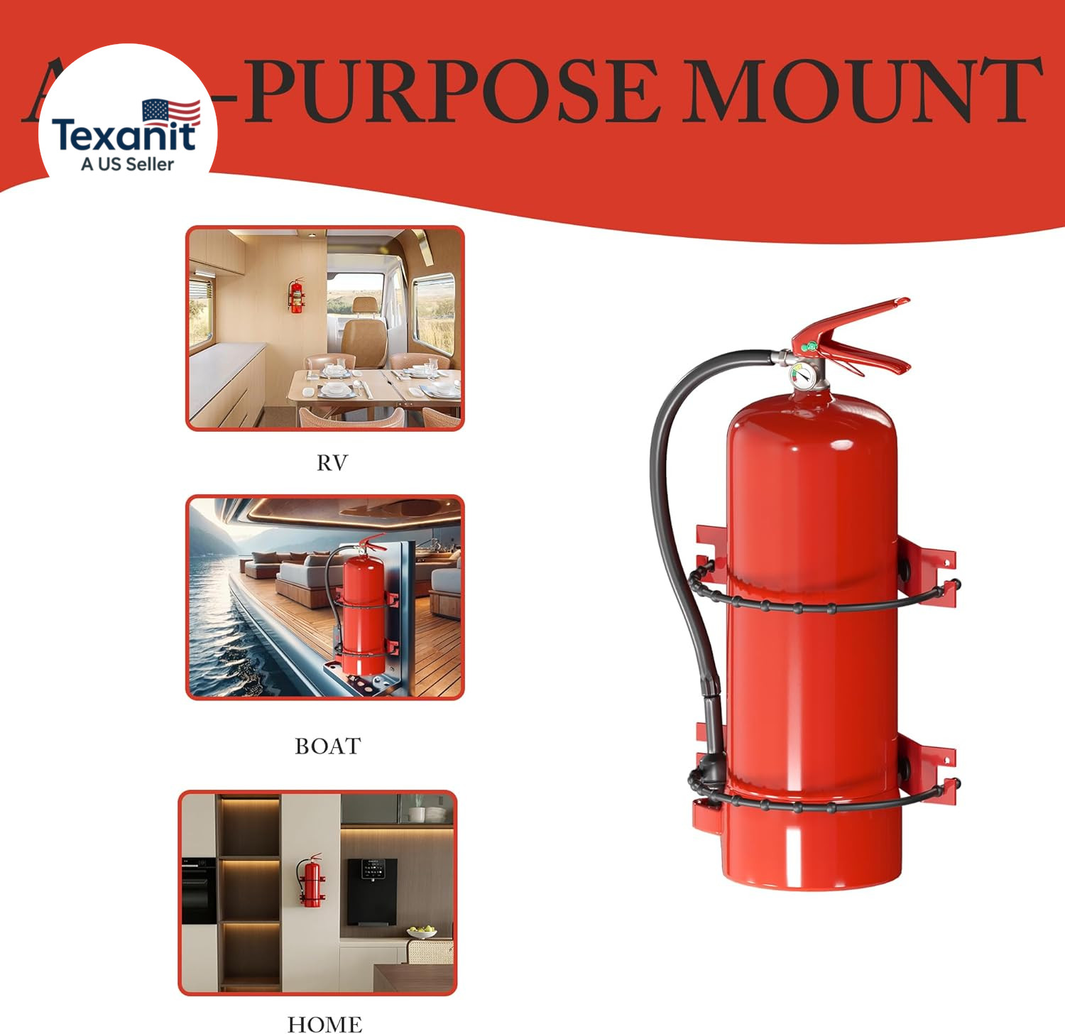 Premium Fire Extinguisher Mount Bracket – Universal Fit for 2.5&5Lb Extinguisher