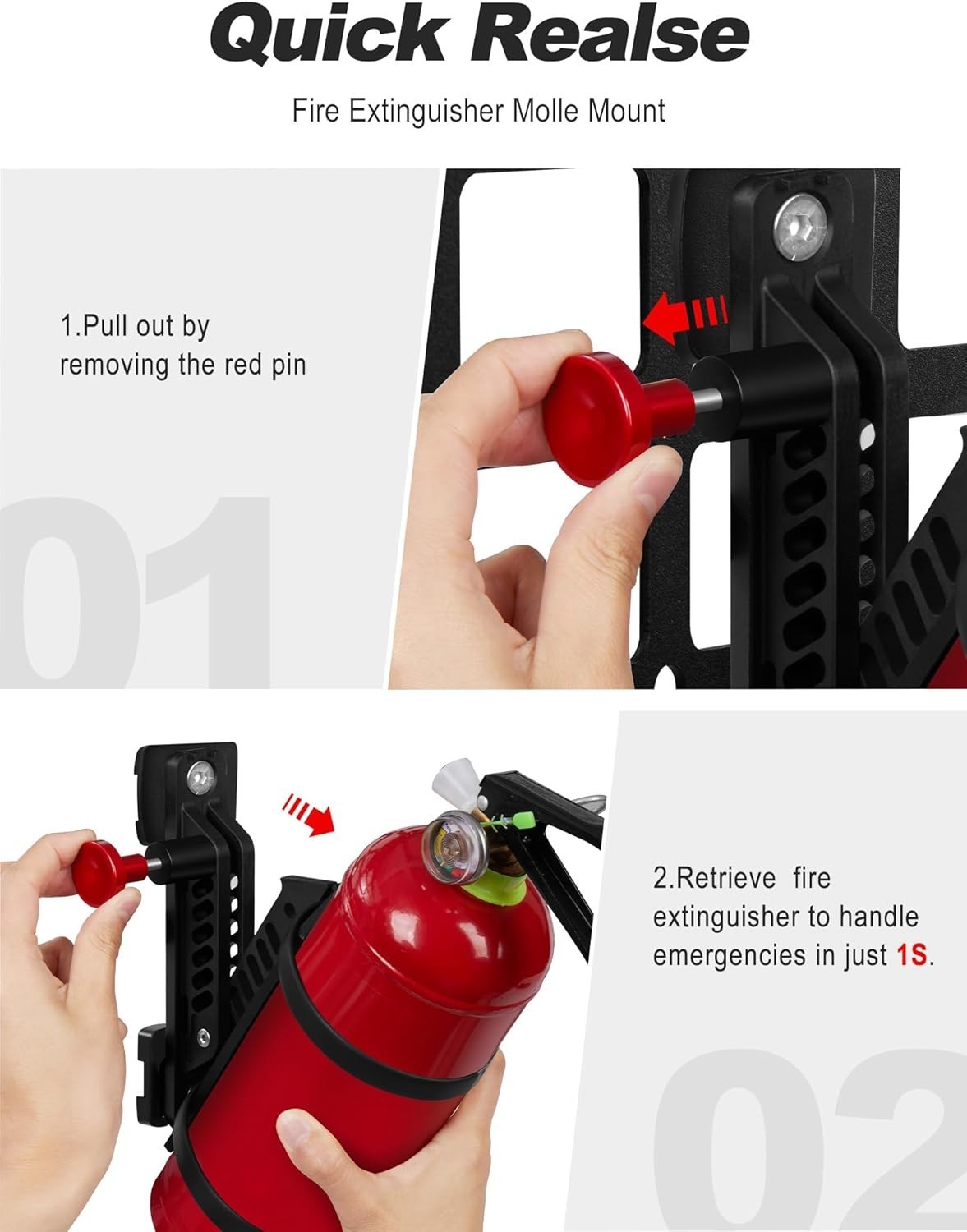 MOLLE Fire Extinguisher Mount Kit – Quick Release Bracket for Tactical Panels, T