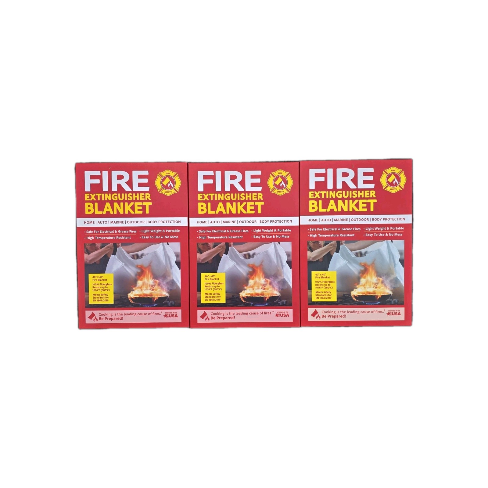3x NEW 40×40 Fire Safety Blanket Fireproof for Home Auto Marine Outdoor Or Body