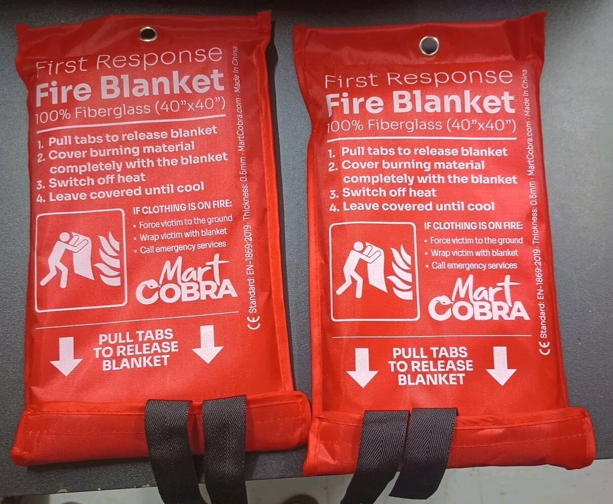 2-Pack 40”x40” Emergency Fire Blanket Fiberglass Blanket Retardant Blankets