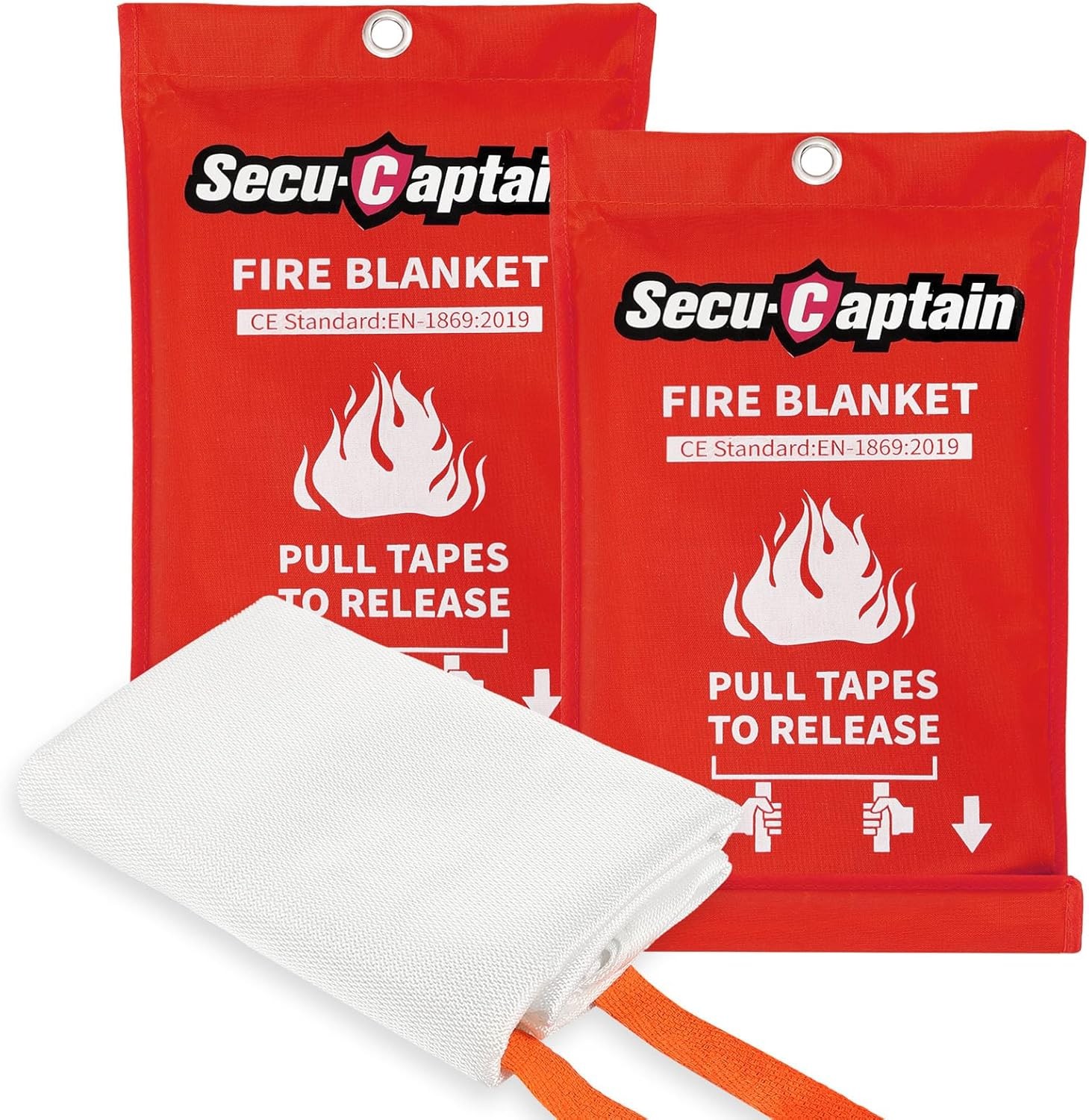 SecuCaptain Emergency Fire Blanket for Home and Kitchen – 2 Pack 40″x40″ Flame S