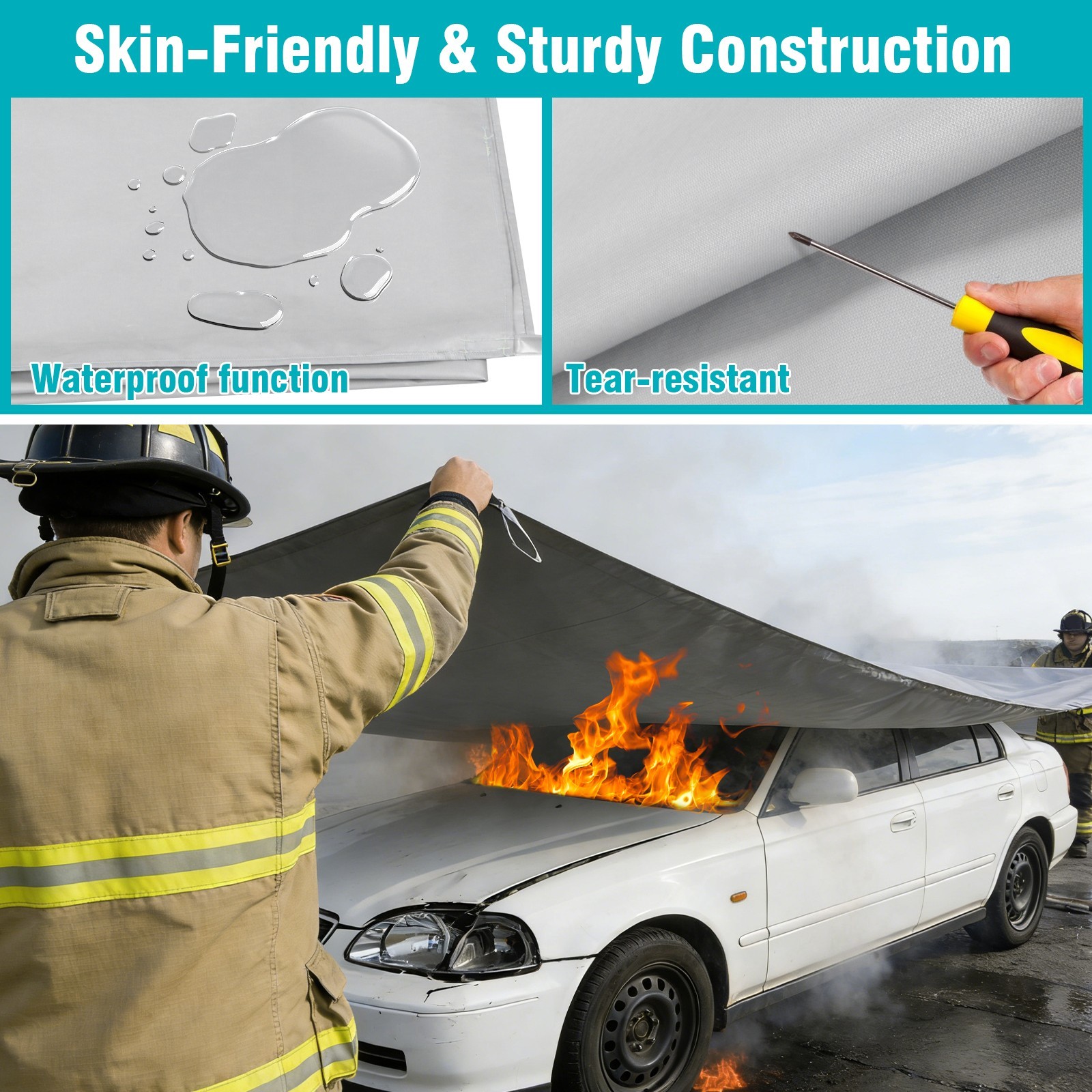 Large Car Fire Blanket, Emergency Fireproof Blankets, Fire Extinguisher Blanket