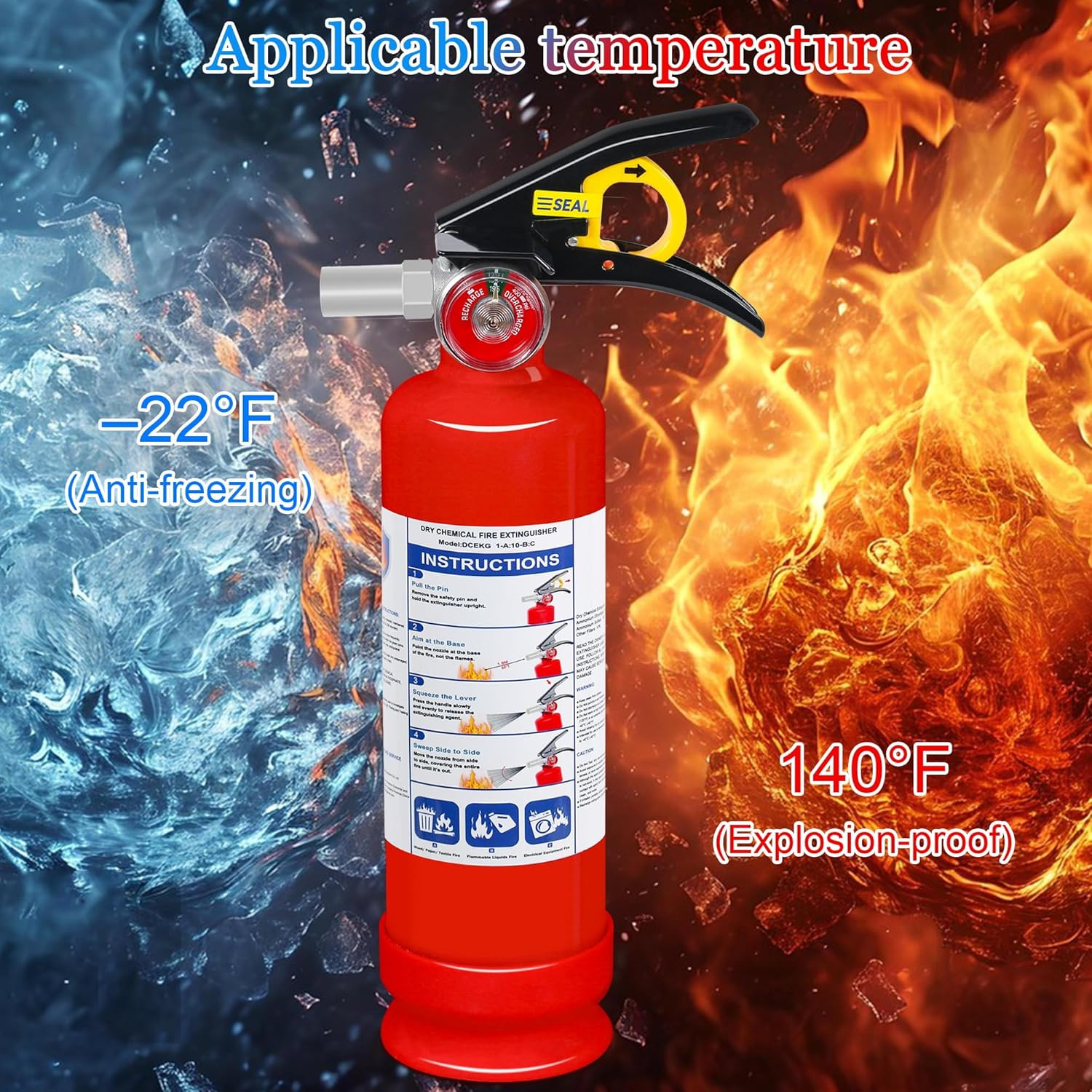 4-Pack ABC Dry Chemical Fire Extinguisher, 2.5 Lb 1A:10B:C Fire Extinguisher for