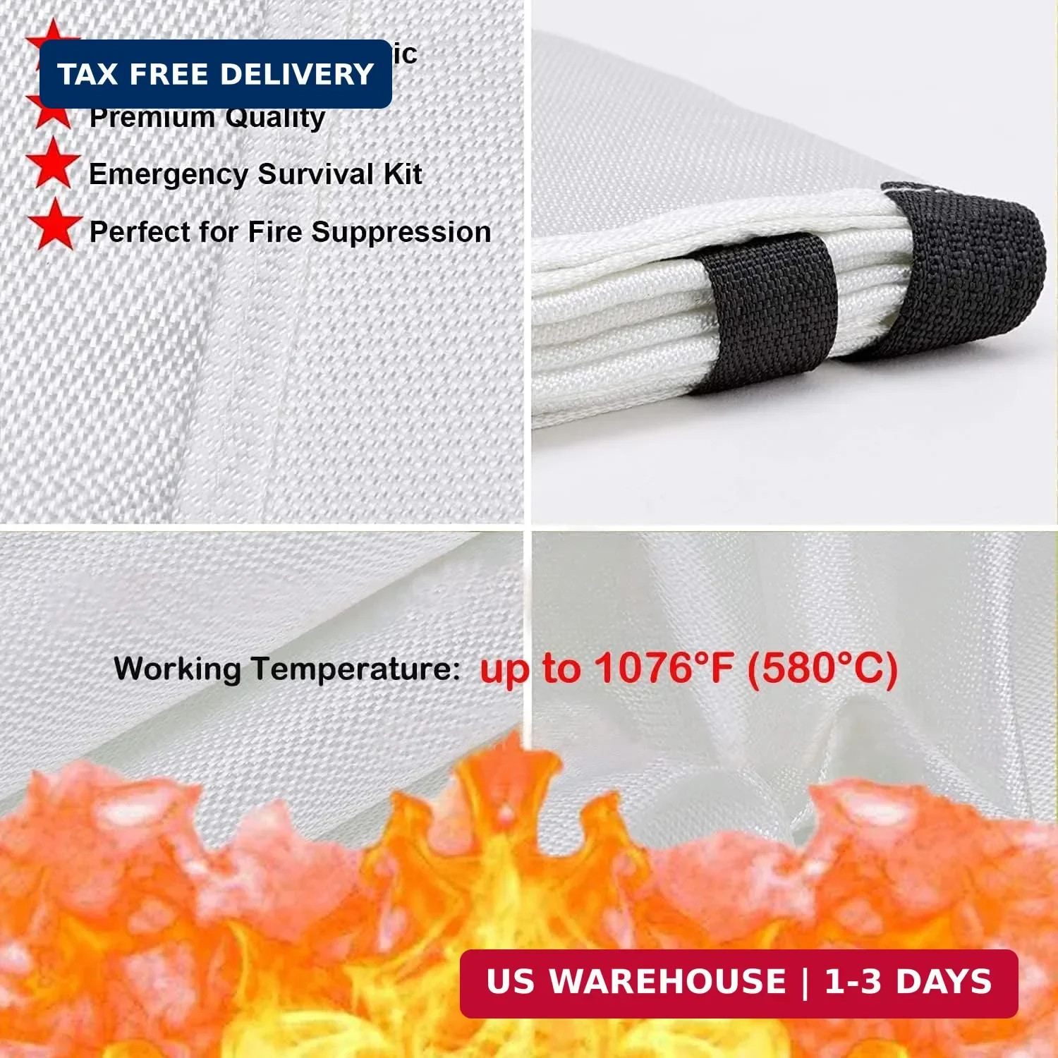 TONYKO Emergency Fire Blankets, Flame Retardant Protection and Heat Insulation D