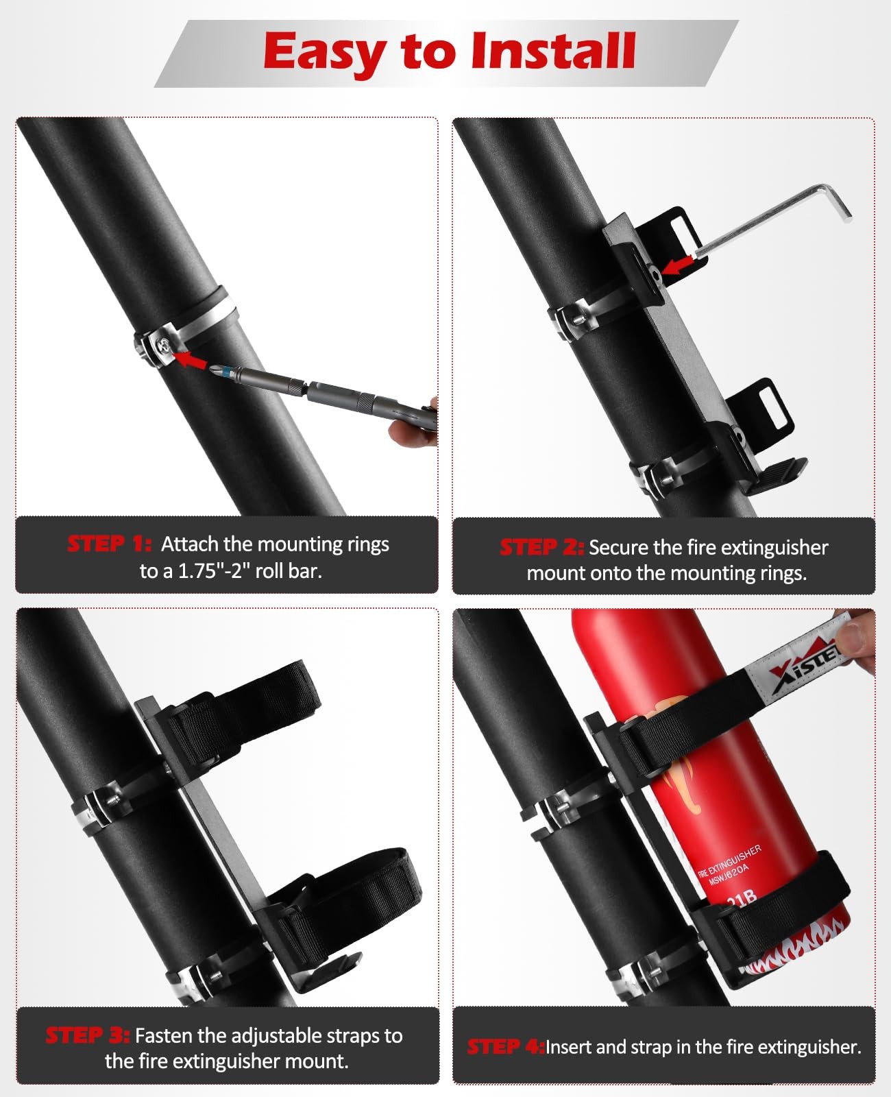 Quick Release UTV Fire Extinguisher Mount Kit Fire Extinguisher Holder Adjust