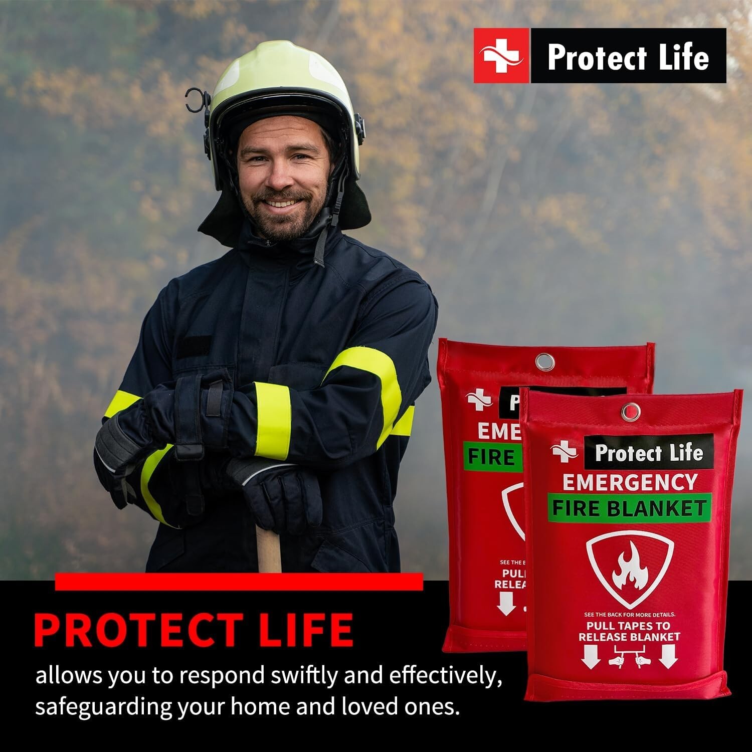 2 PACK PROTECT LIFE FIRE BLANKET, FIRE SUPPRESSION BLANKET FOR HOME FIRE RETARD