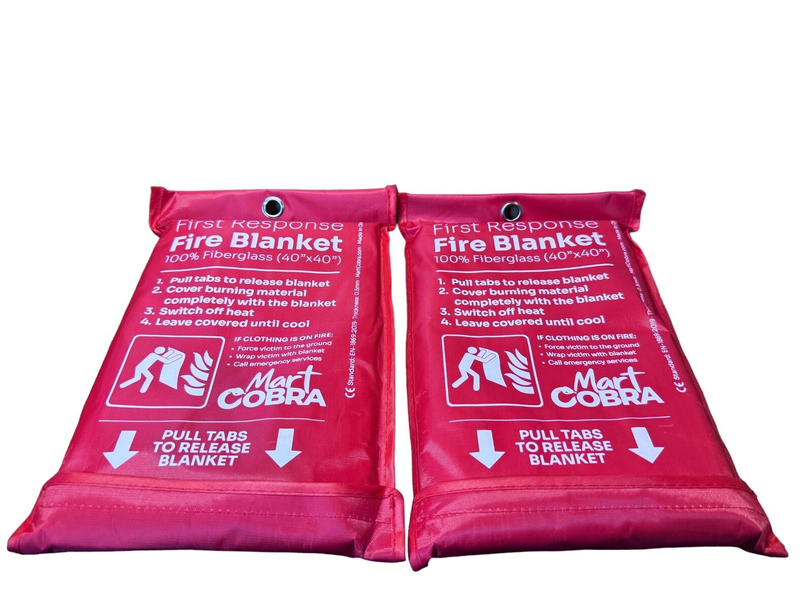 First Response Fire Blanket. Fire Protection. 100% Fiberglass. 40″x40″ 2pk.