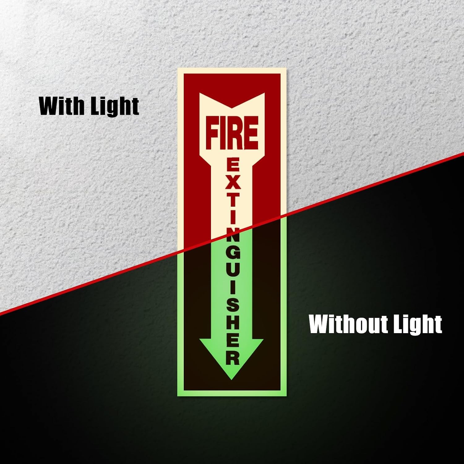Fire Extinguisher Signs,Safety Sign Sticker glow in the dark 12 Pack 4″ X 12″ Du