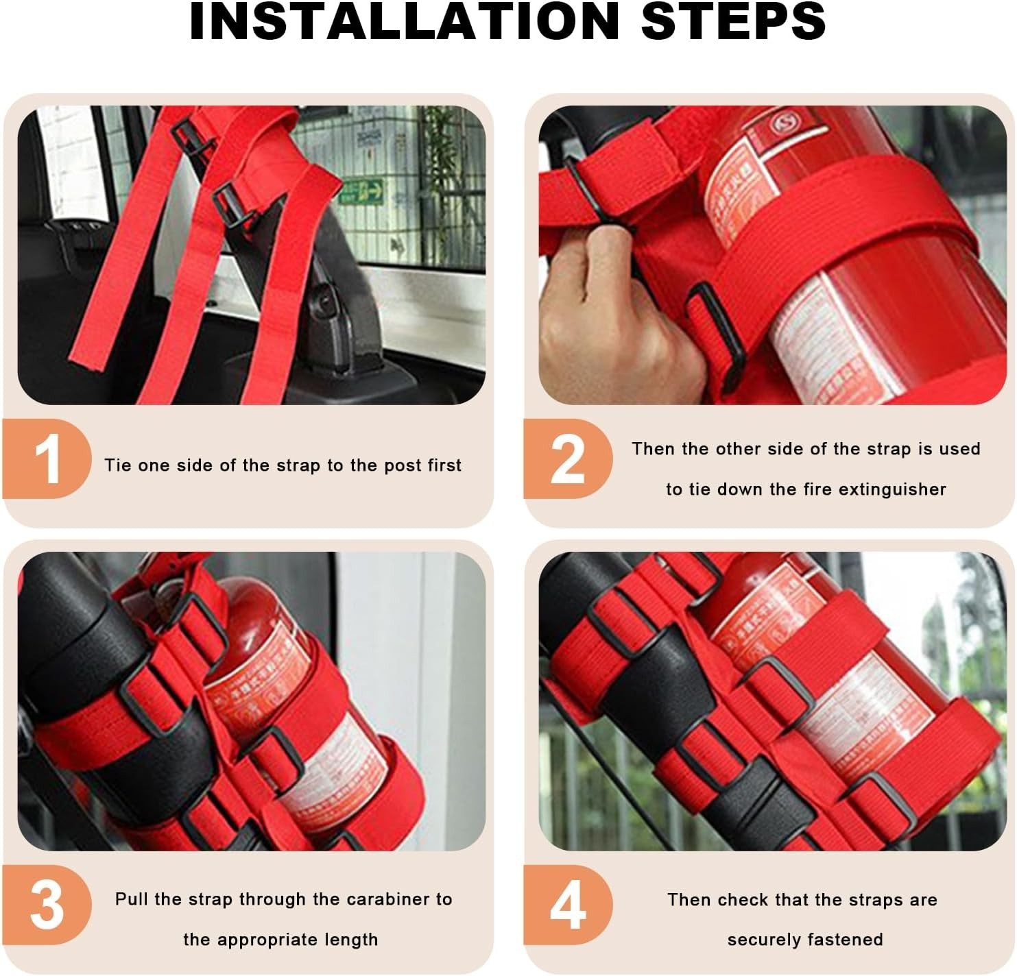 Adjustable Fire Extinguisher Holder Roll Bar Mount Strap USA Flag for Jeep SUV