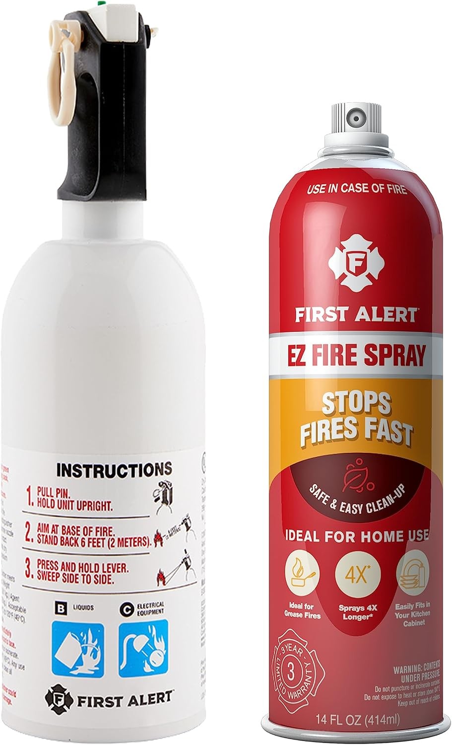 First Alert KITCHEN5 Fire Extinguisher & EZ Fire Spray, Extinguishing Aerosol Sp