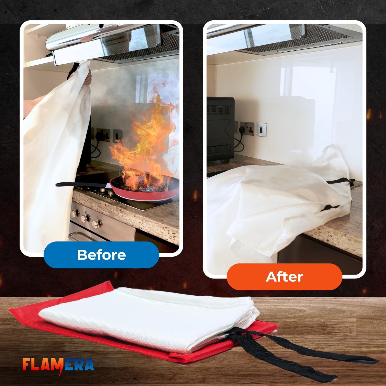 Emergency Fire Blanket for Home and Kitchen (2-Pack) Fireproof and Fire Suppr…
