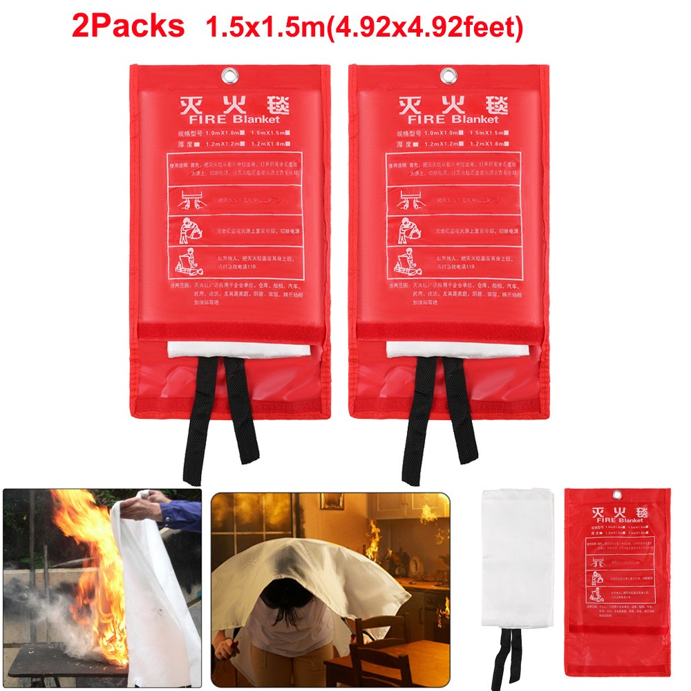 2 PACK FIRE BLANKET Fiberglass Emergency Home Office Retardant Prepared 59”x59″
