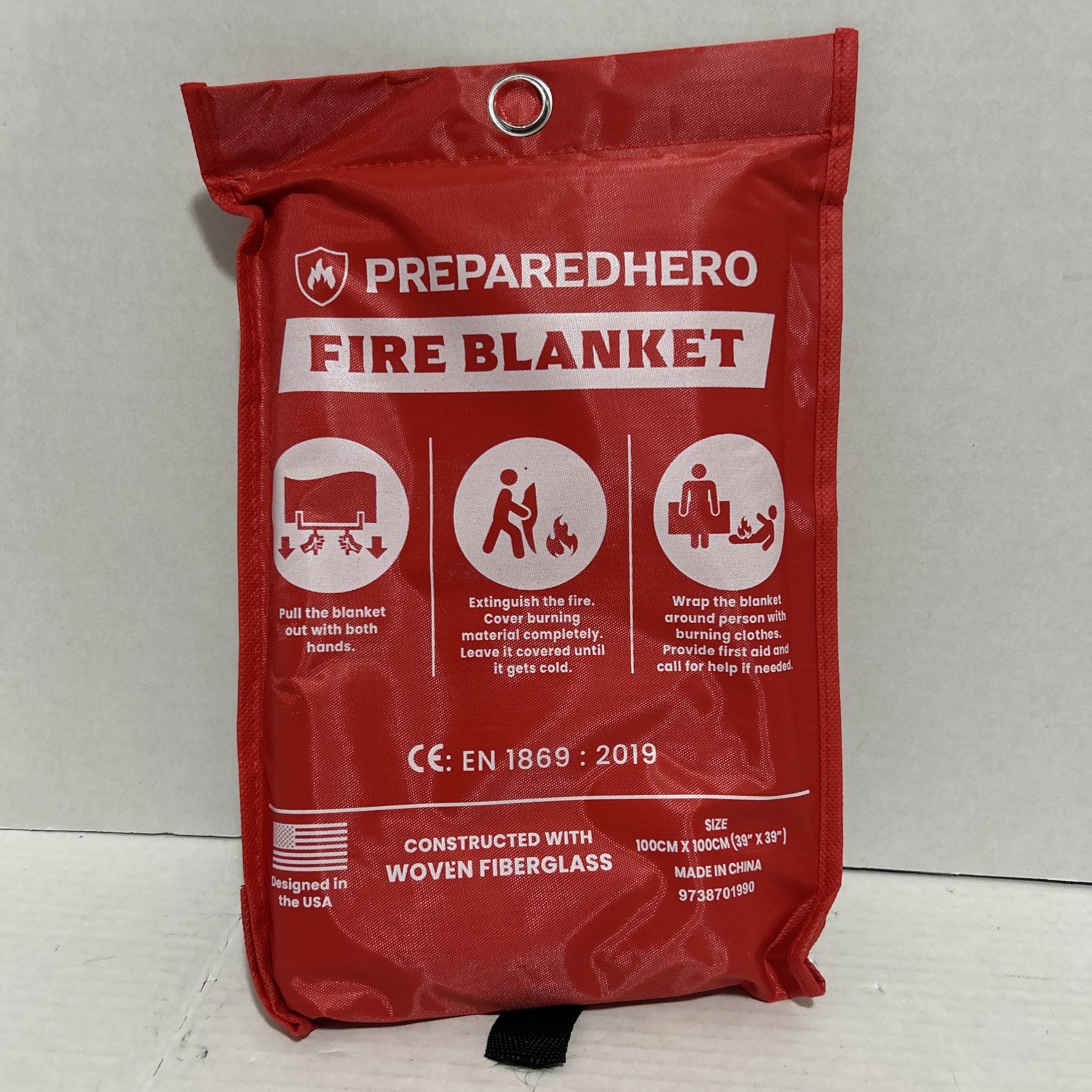 NEW Prepared Hero Fire Blanket 39″×39″ Fiberglass Home Emergency Safety Blanket