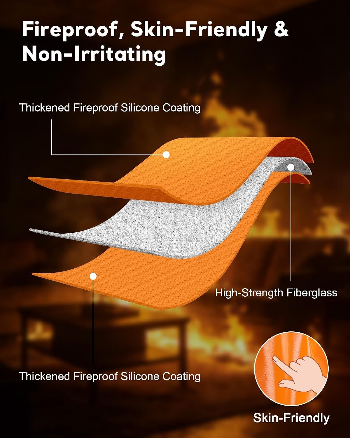 Emergency Fireproof Cloak Hood XL 1076°F Heat Resistant Silicone Coated for