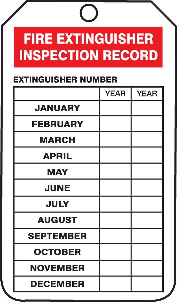NMC “FIRE Extinguisher Inspection Record” Pack of 25 Mini PF-Cardstock Tags, …