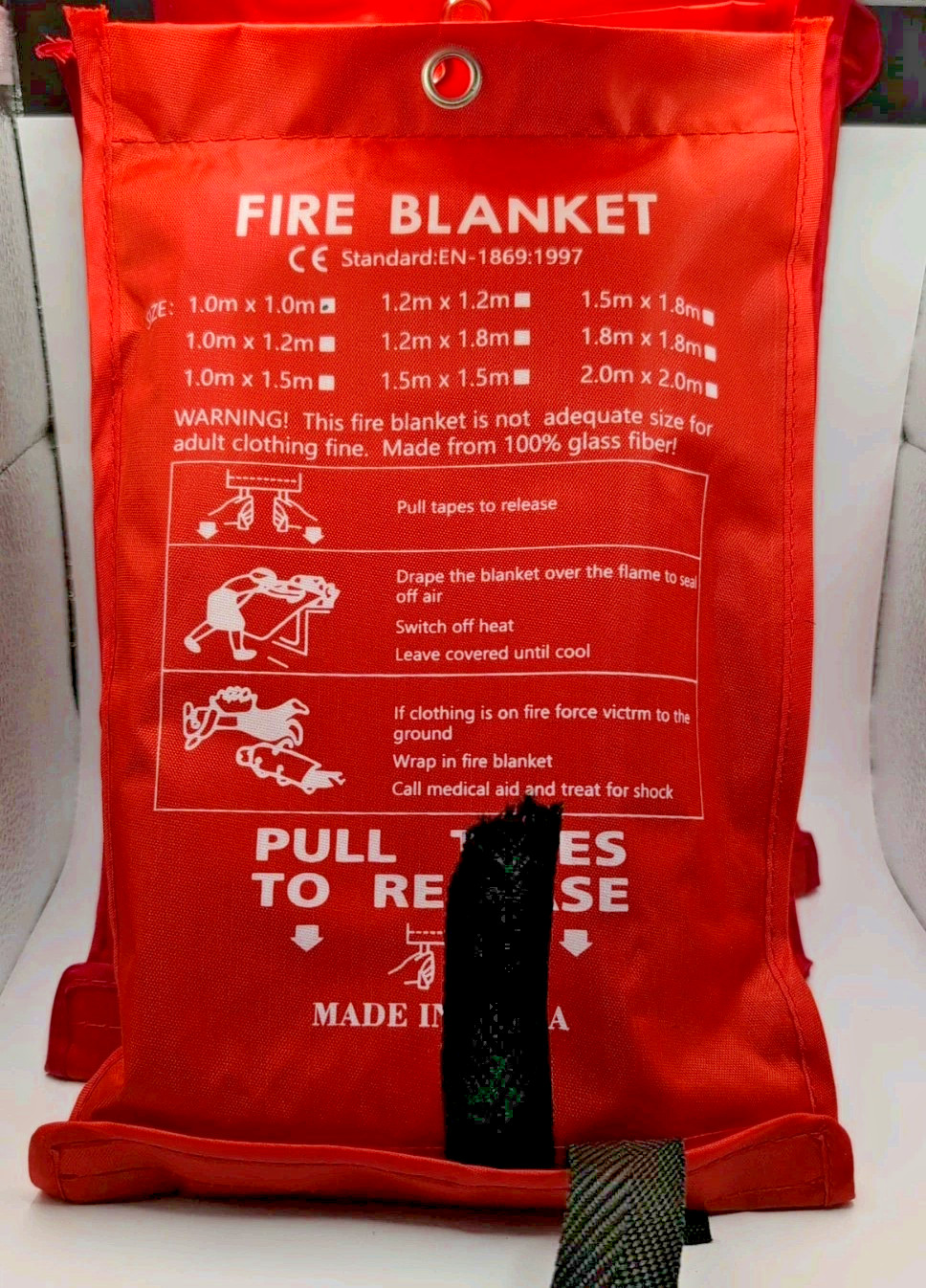 4 Pack Emergency Fire Blanket Fire Suppression 1m x 1m Fiberglass Woven 40×40″