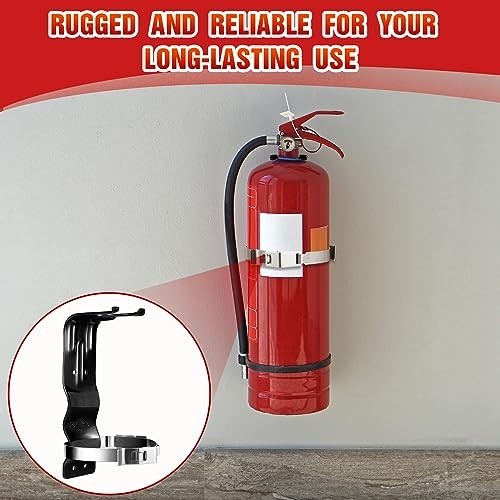 Therwen 2Pc Fire Extinguisher Bracket 5Lb Wall Mount Steel 9×2.5In Black Truck