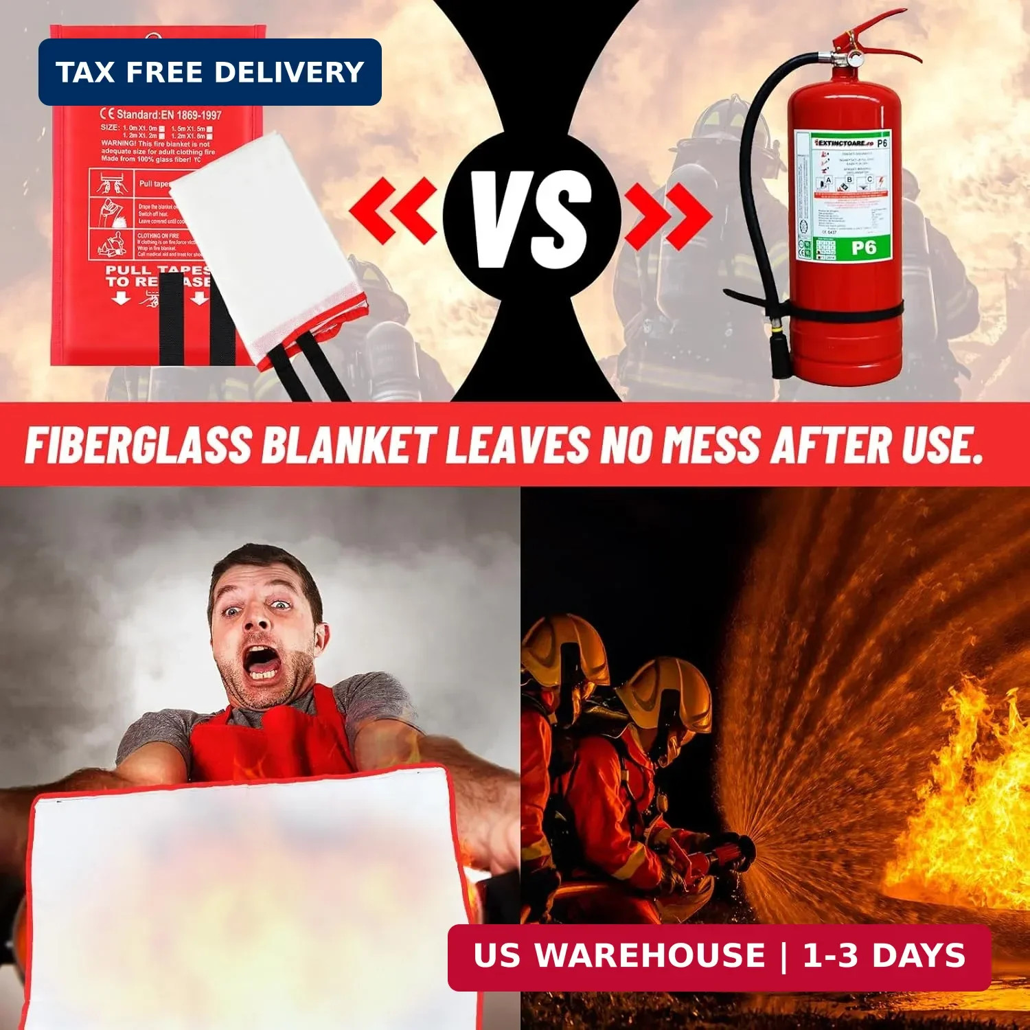 30 Pcs Emergency Fire Blankets for Home and Kitchen 40×40 Inch 10 Fiberglass Fir