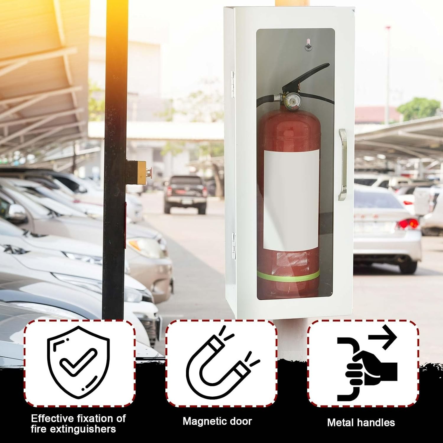 2 Pack Fire Extinguisher Cabinet – Wall Mount Steel Holder for Indoor/Outdoor