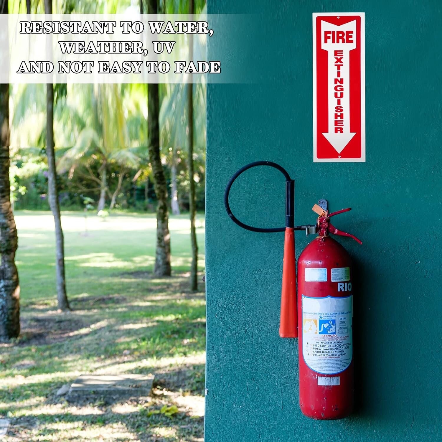 ✅🔥🧯5,Lot-4″ X 12″ Aluminum Fire Extinguisher Sign Fade Resistant, Rust Free🧯