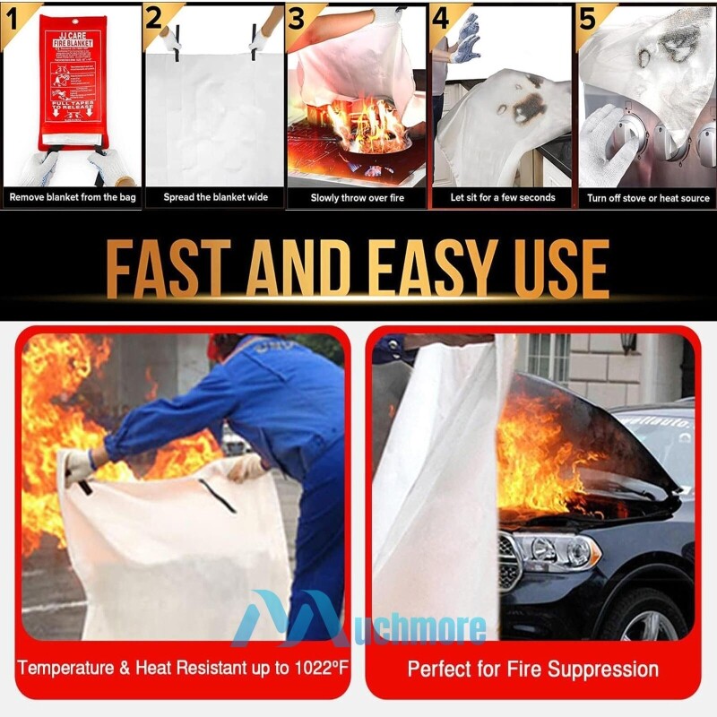 1-4 PACK Large Fire Blanket Fiberglass Emergency Home Office Retardant Prepared