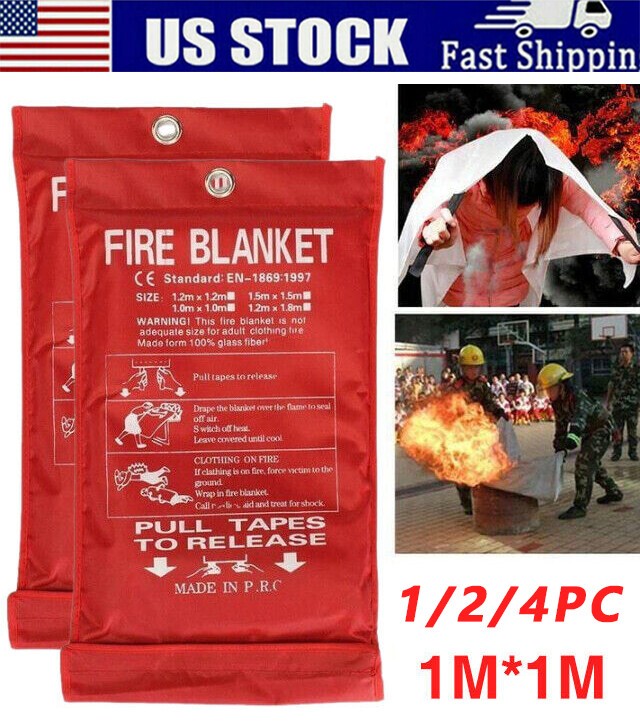 Emergency Fire Blanket Fiberglass Flame Retardant Safety Cover for Kitchen Home