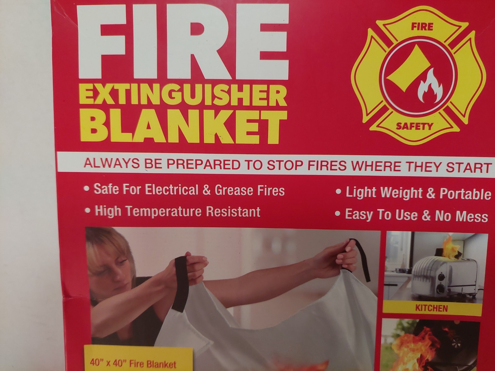 Fire Extinguisher Blanket 2 Pack Light Weight Easy To Use 40 x 40 Inch New