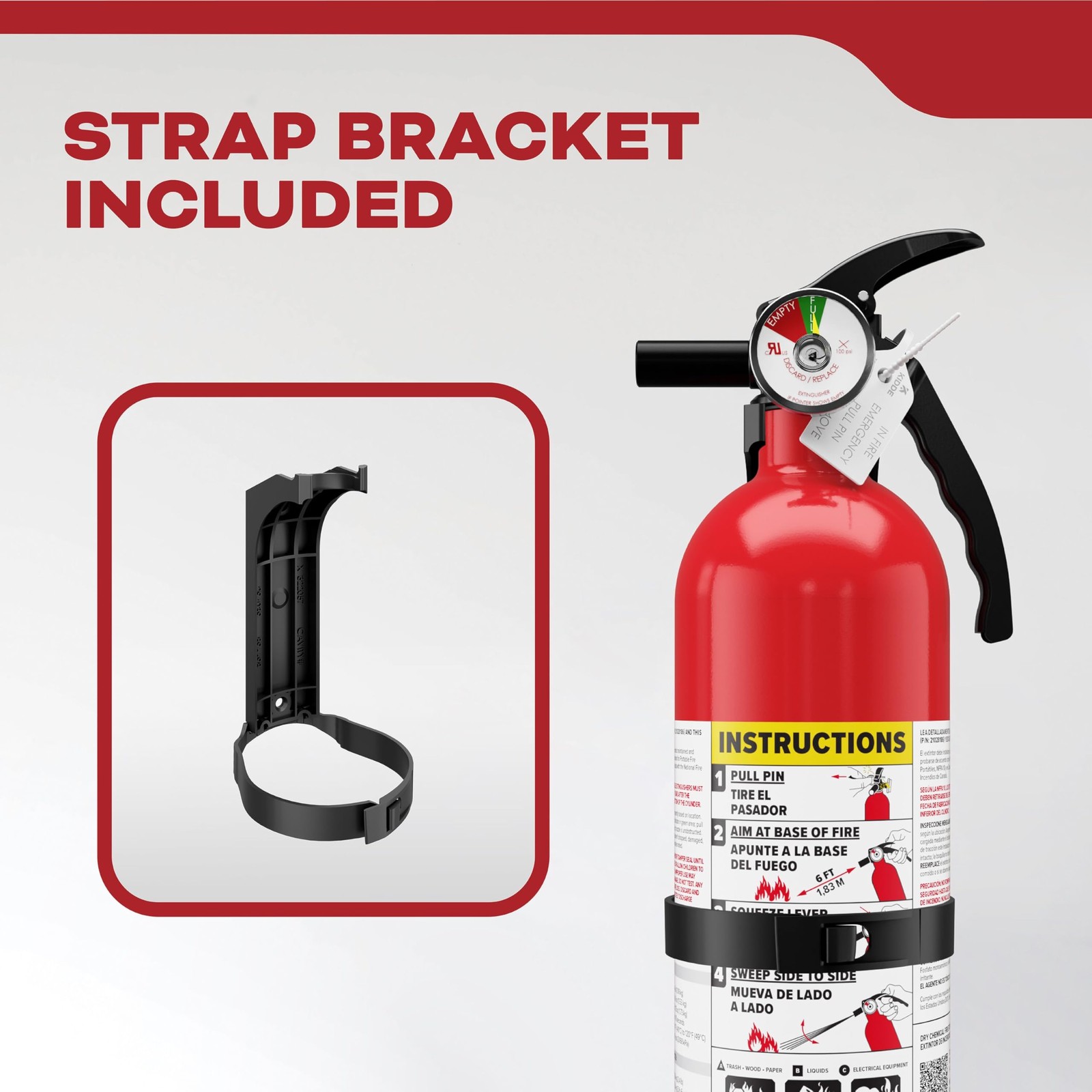 Kidde FA110G Multi Purpose Fire Extinguisher, Wall Mount, for 1 Pack, Red