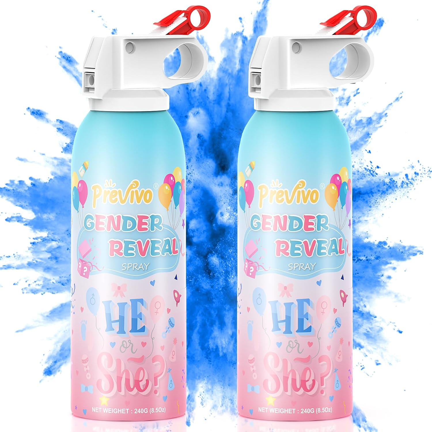 Previvo Reveal Fire Extinguisher Set -Gender Reveal Color Smoke Powder Spray