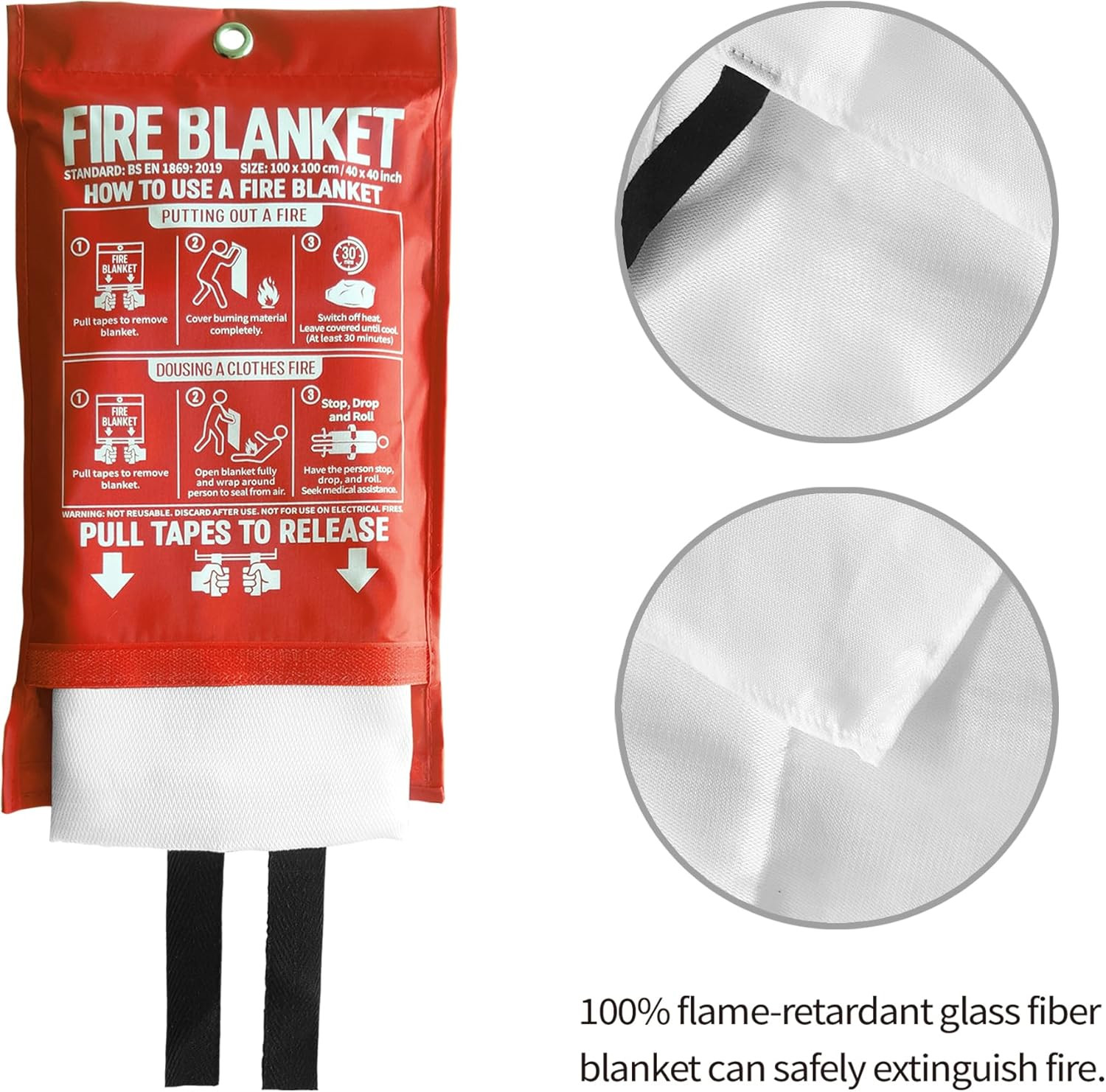 Manta Ignífuga para Cocina y Hogar 40×40 cm Fibra de Vidrio 4 Pack Emergencia