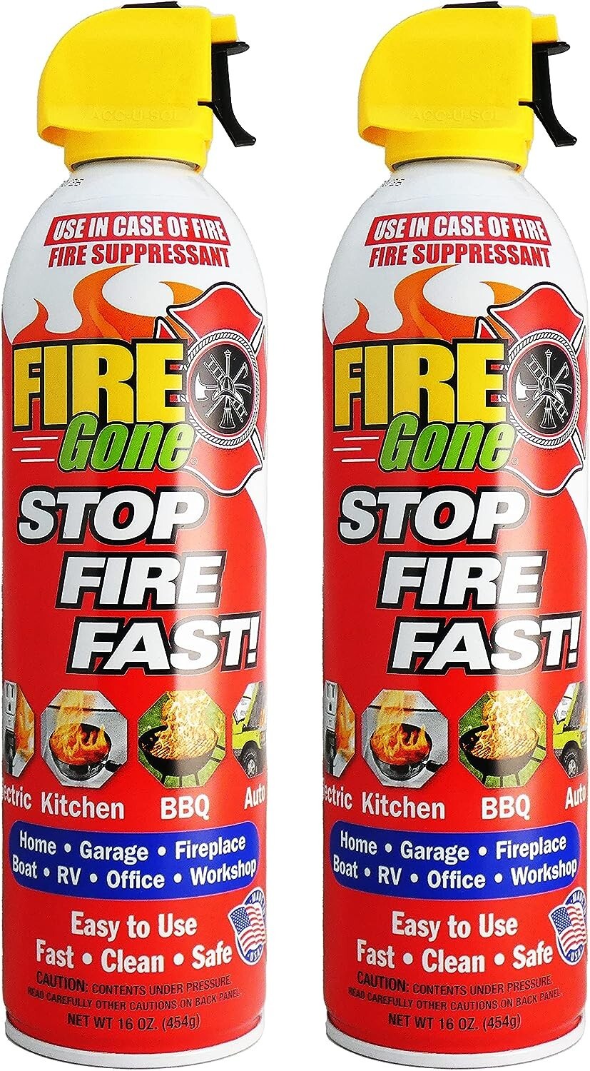 Fire Gone 5-in-1 Compact Fire Extinguisher for Car Grease and Electrical -2 PACK
