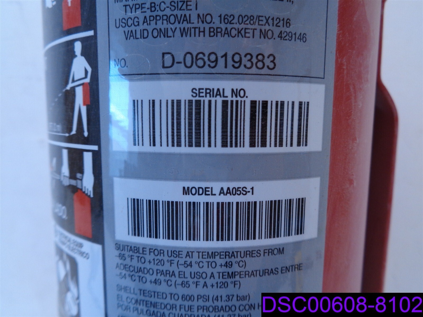 Used: Sentry 5lb Fire Extinguisher Model AA05S-1, D-06919383
