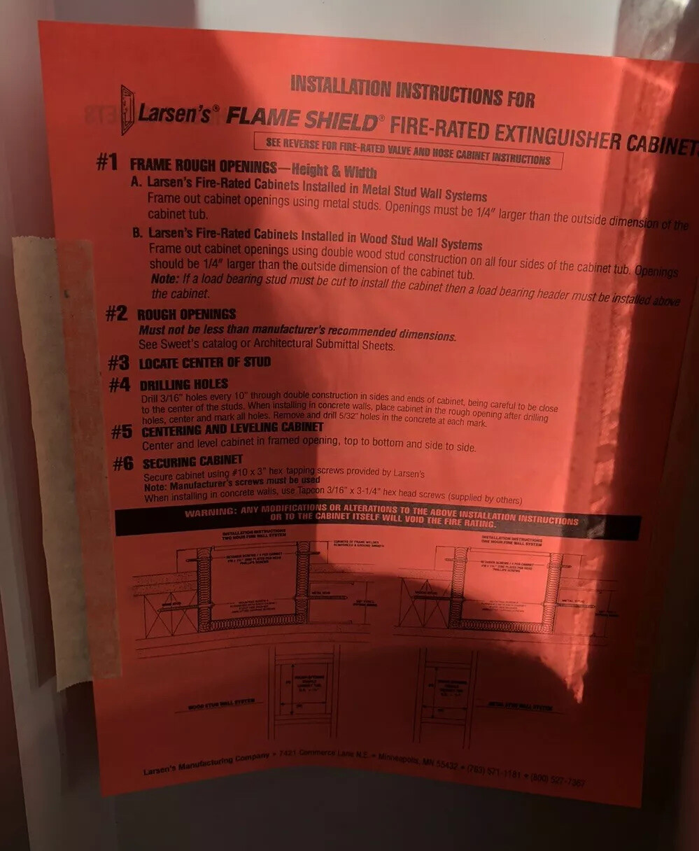 Larsen Flame Shield Fire Rated White Cabinet Extinguisher Glass Panel FS24094