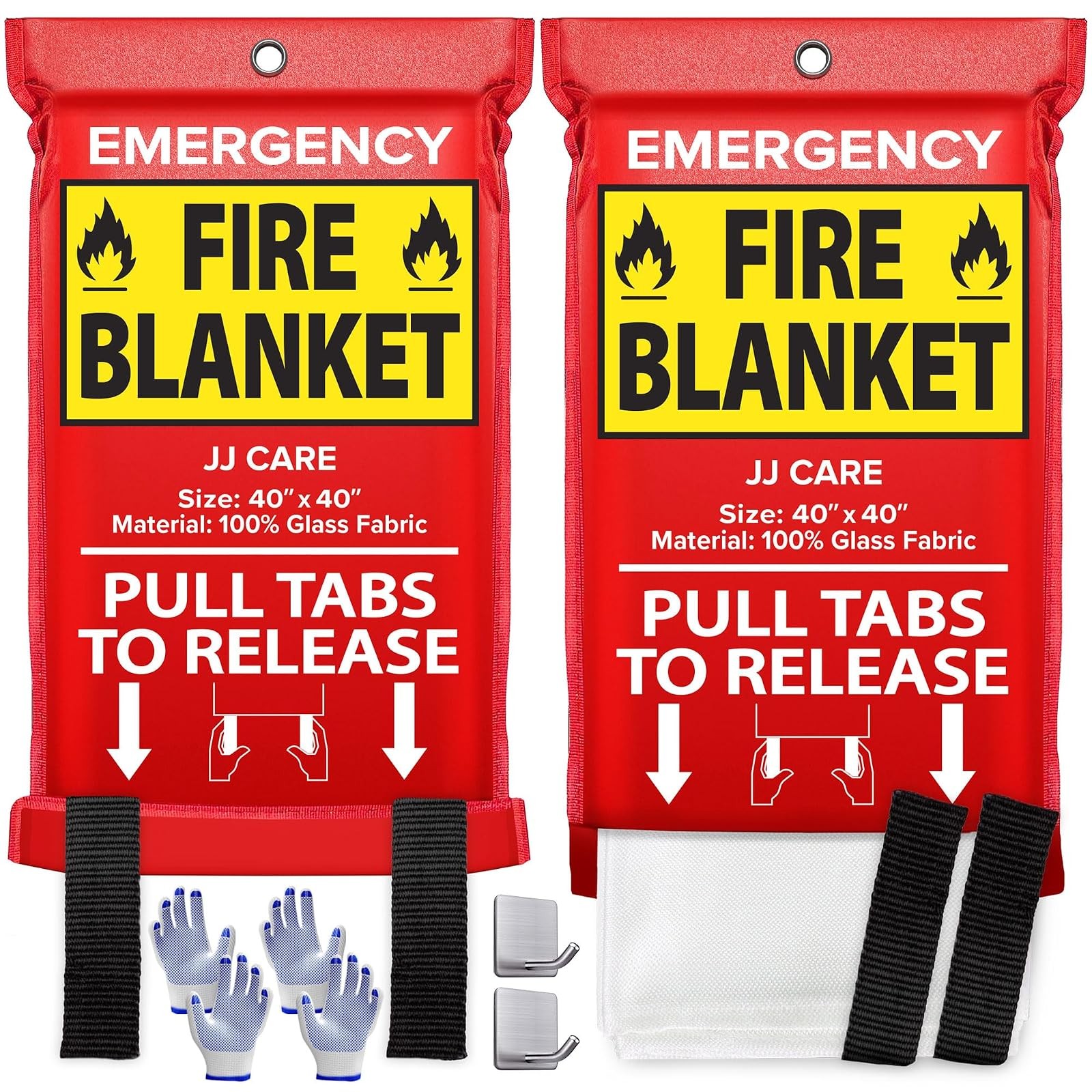 JJ CARE Fire Blanket 40×40 Inch 2 Pack