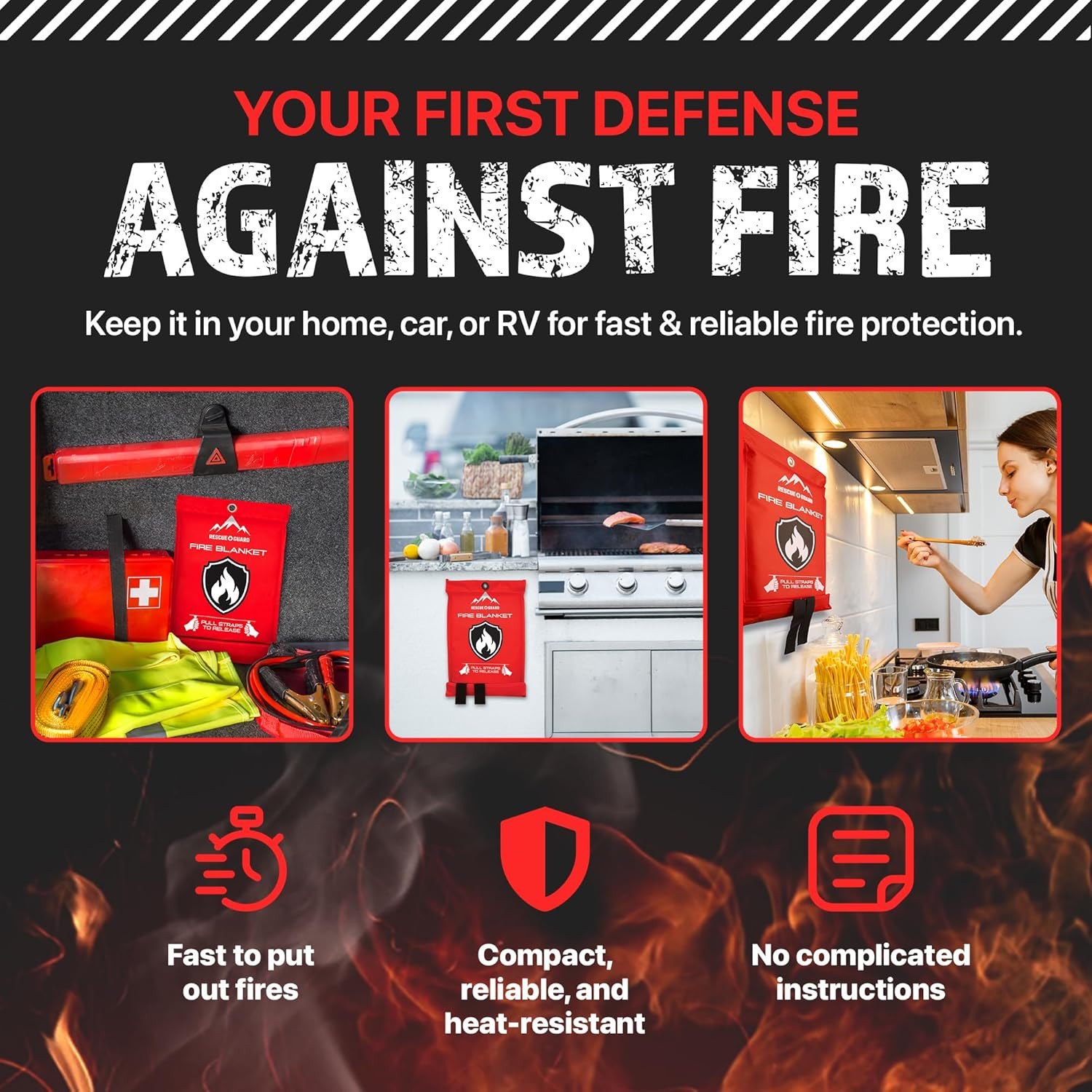 Fire Blanket 2 Pack 40”X40” – Fire Blankets Emergency for Home and Kitchen – Eme