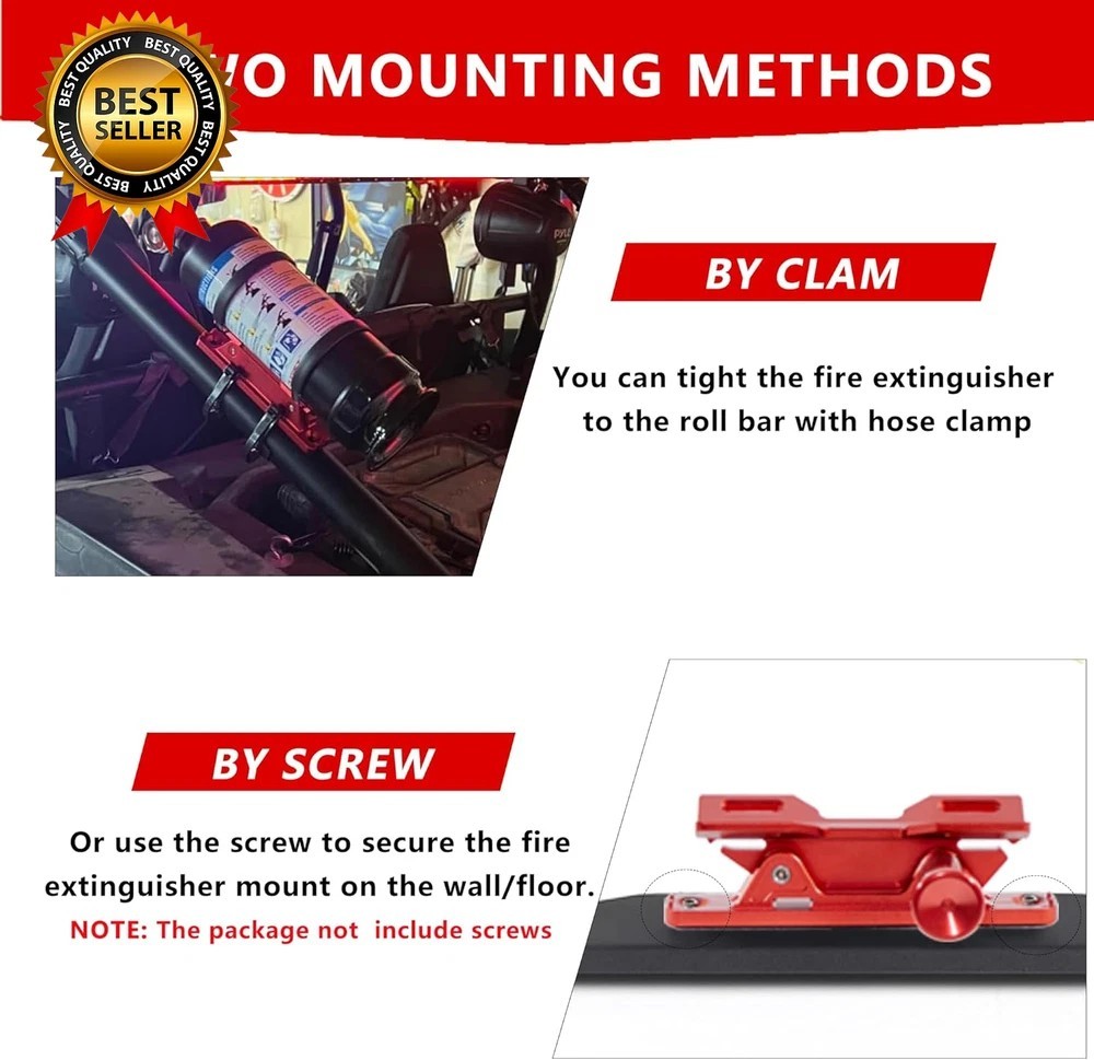 Quick Release Fire Extinguisher Mount – Aluminum Adjustable UTV Roll Bar Fire Ex