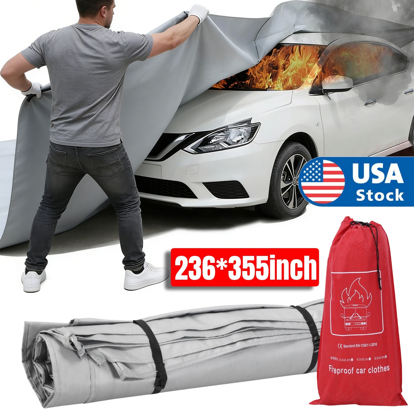 Large Car Fire Blanket, Emergency Fireproof Blankets, Fire Extinguisher Blanket