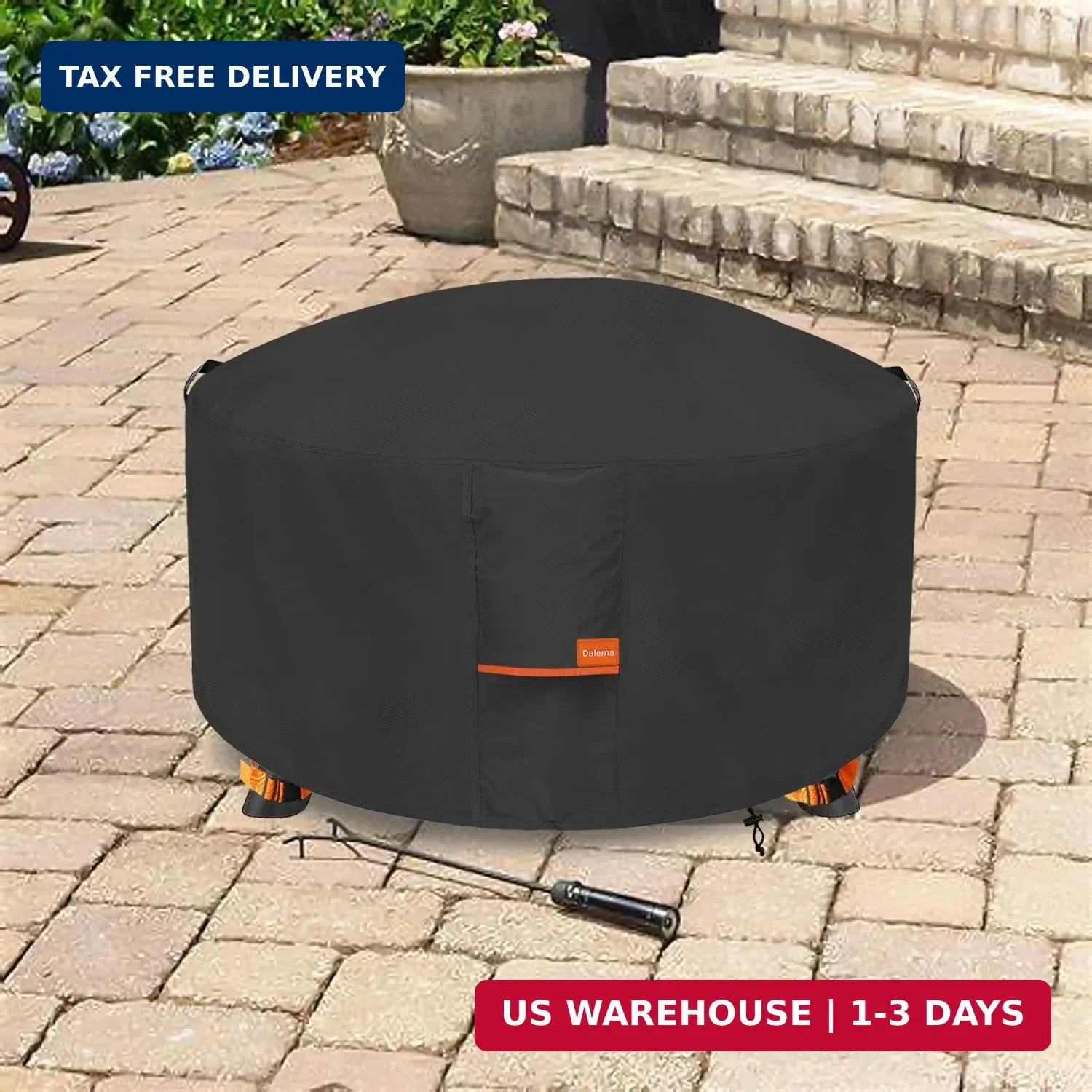 Fire Pit Cover,Outdoor Heavy Duty 600D 100% Waterproof Fire Pit Cover Round,Weat