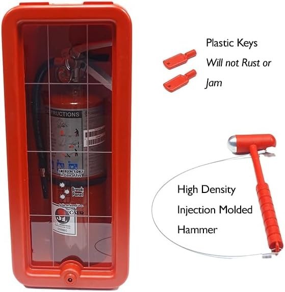 Cato 10551-H Red Plastic Chief Fire Extinguisher Cabinet for 2.5 + 5 lb + Hammer