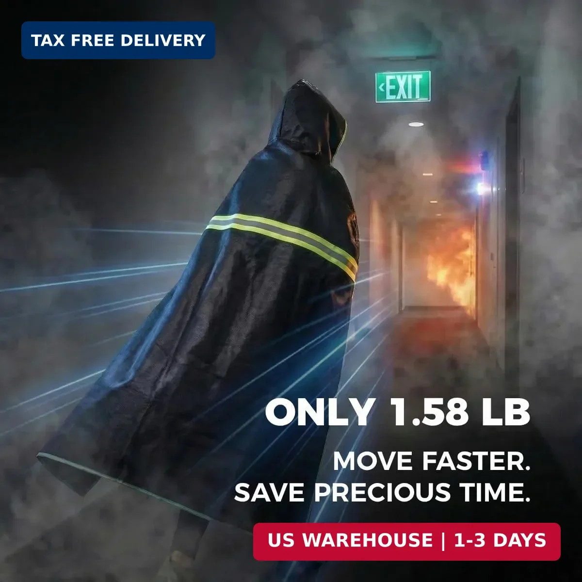 Fireproof Cloak with Hood – Fiberglass Free Fire Blanket Emergency for Home, 180