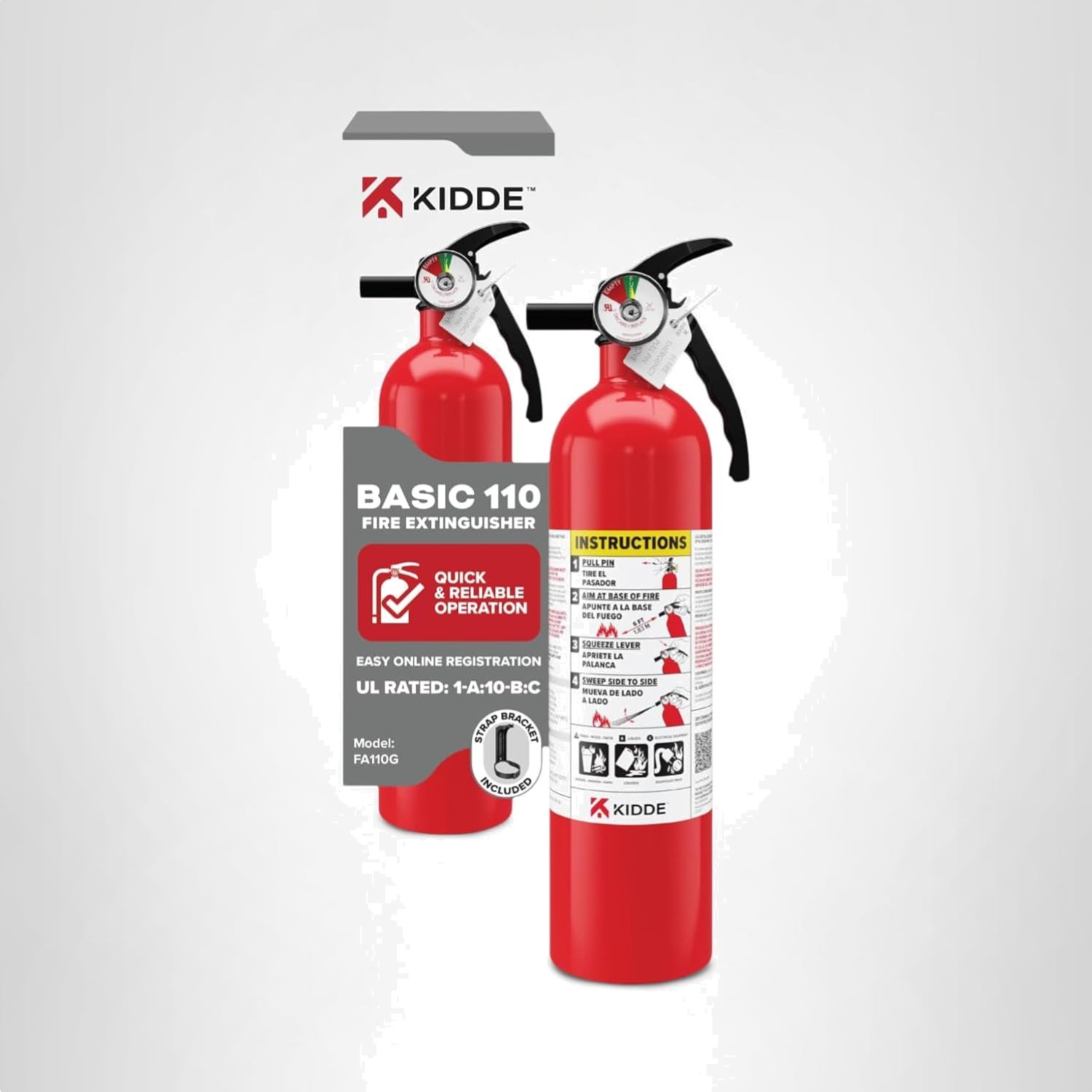Fire Extinguisher Aluminum 1A10BC Wall Mount Home Office Dorm Safety