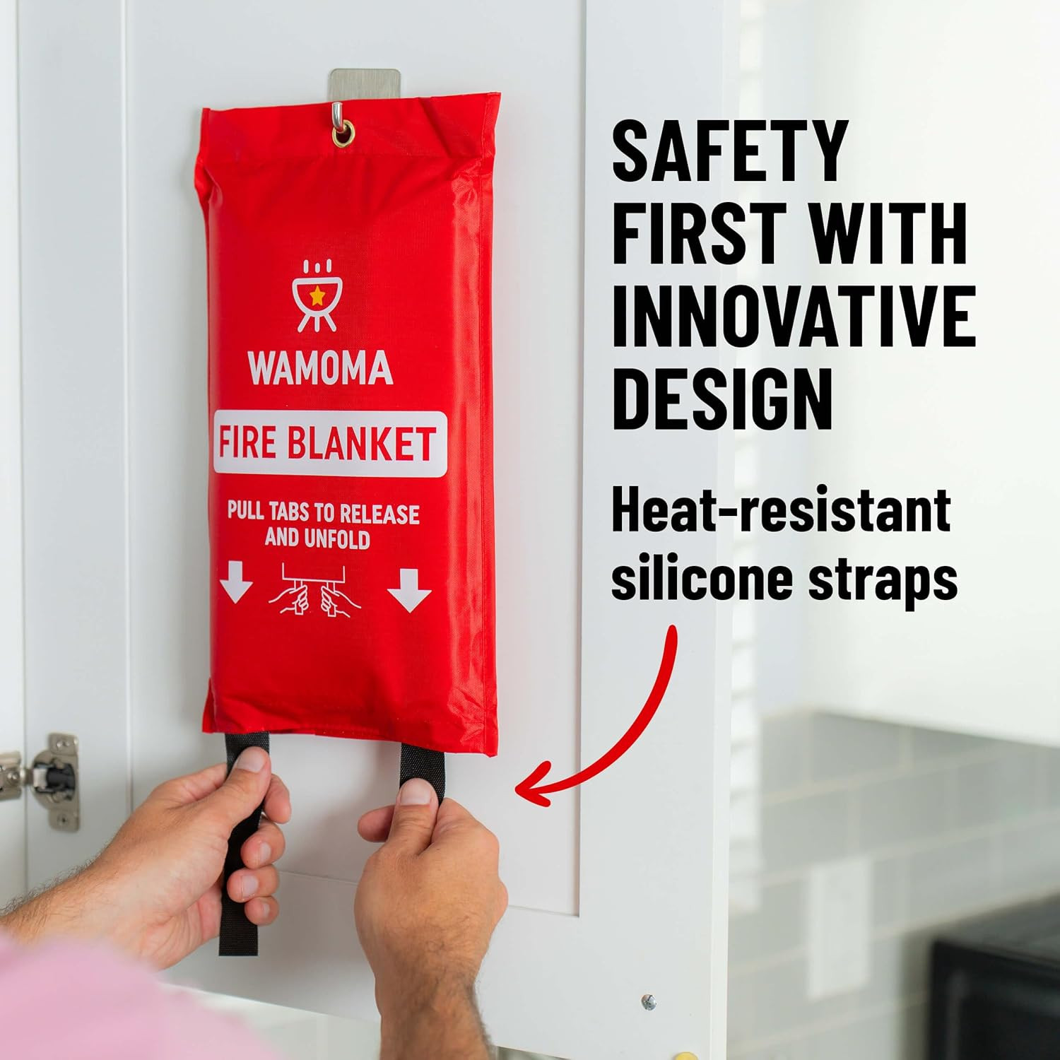Fire Suppression Blanket with Hooks – Waterproof, Oil-Resistant, Fiberglass Fire