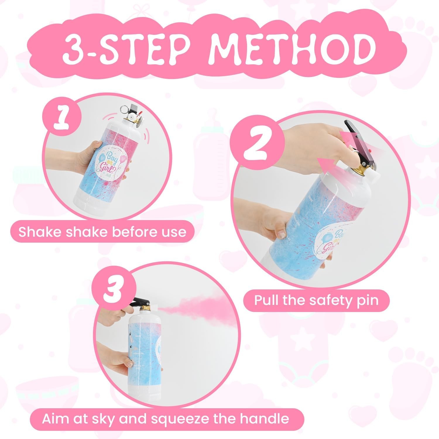 Gender Reveal Fire Extinguisher 2 Pack Giant Boy or Girl Gender Reveal Exting…