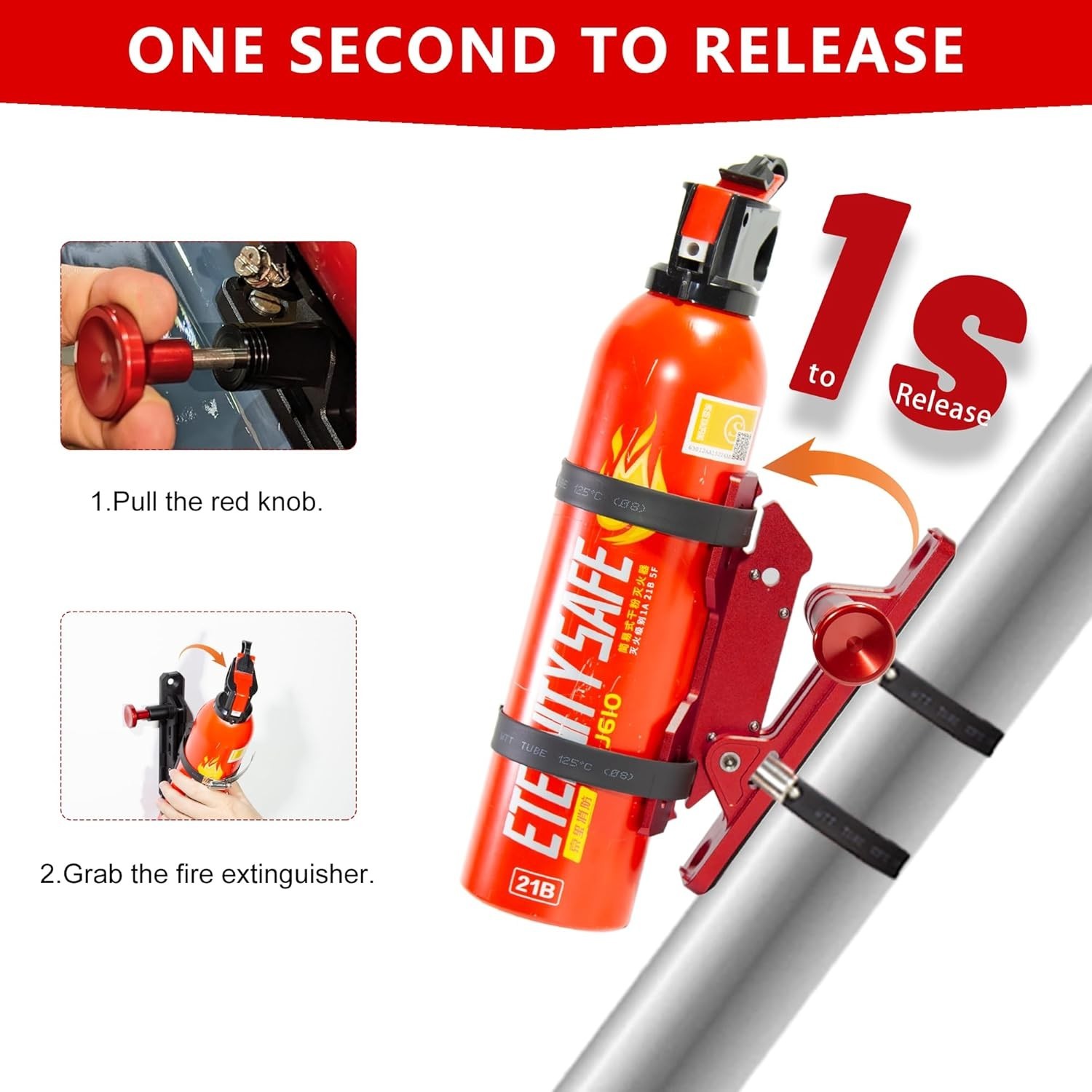 Quick Release Fire Extinguisher Mount Aluminum Adjustable UTV Roll Bar Fire New