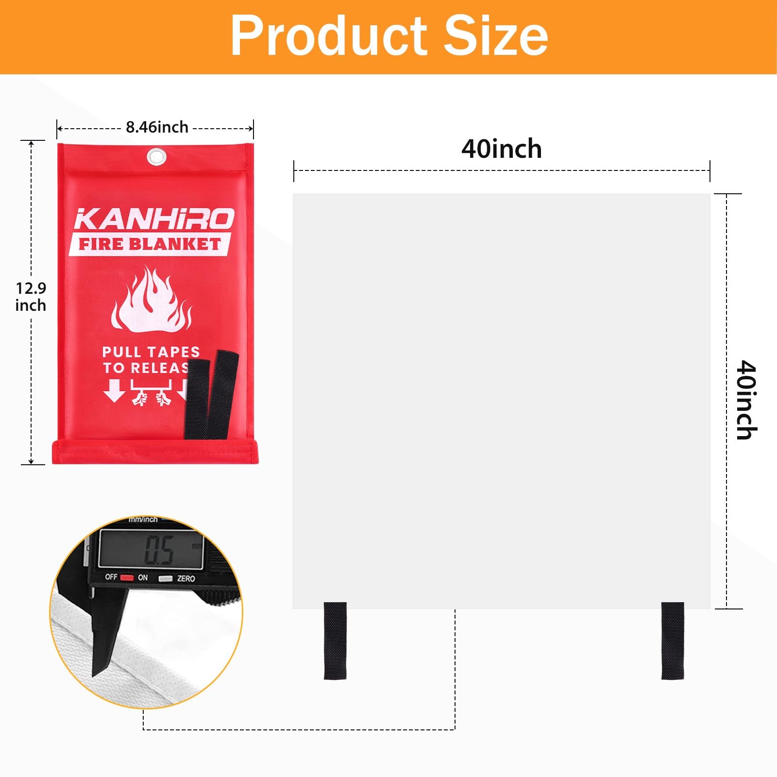 Fire Blanket Emergency for Home Kitchen – Fiberglass Fire Suppression Blanket…