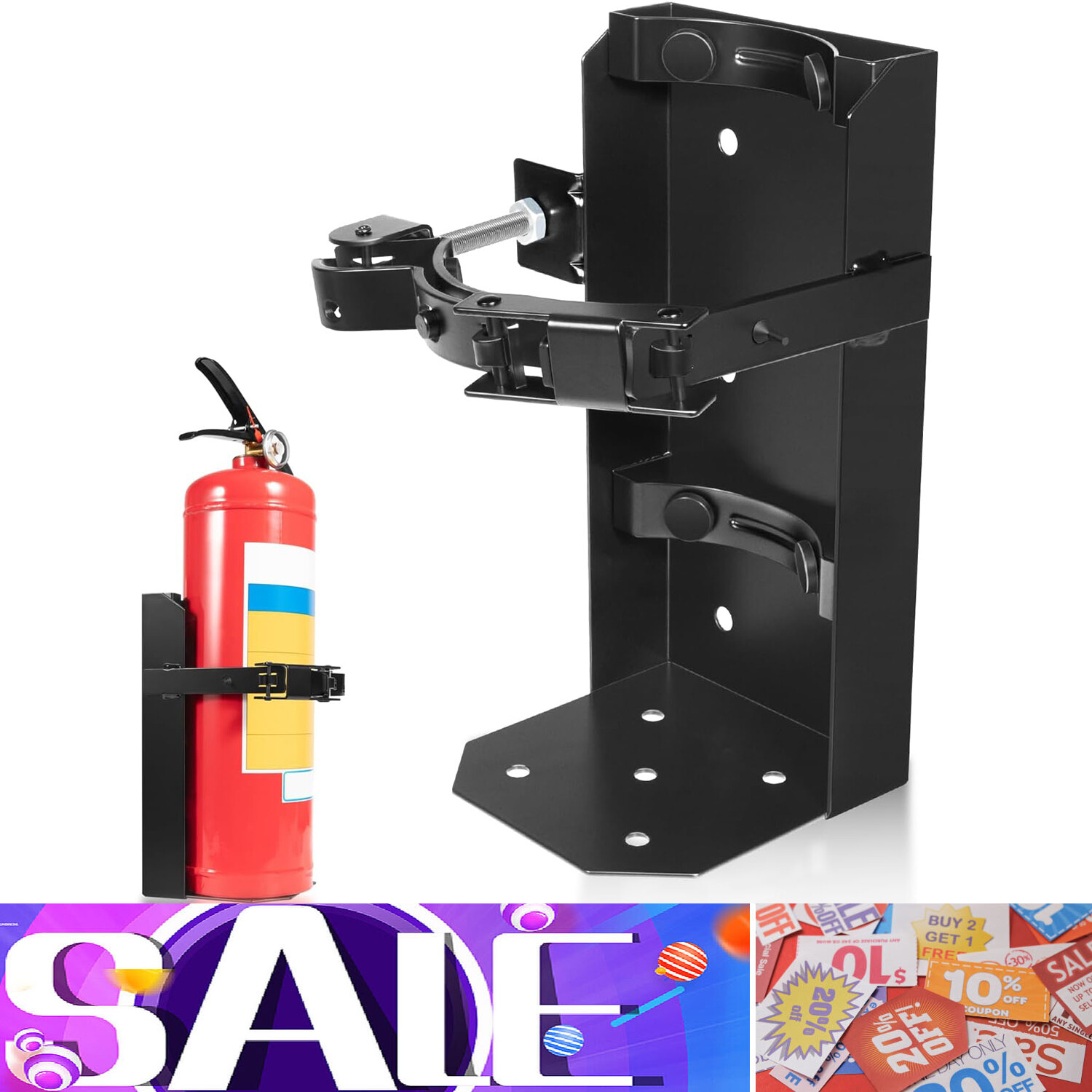 Heavy Duty 10 LB Dry Fire Extinguisher Vehicle Bracket Universal 809 5.25″ dia